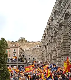 Protests against the amnesty next to the Segovia Aqueduct on November 12