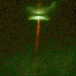 Protoplanetary disk HH-30 in Taurus - disk emits the reddish stellar jet.