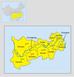 Subdivisions of China within the YREB