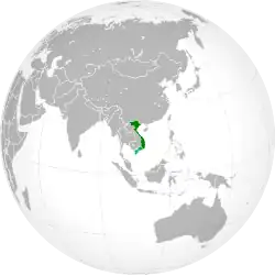 The administrative territory of the Provisional Central Government of Vietnam (dark green); claimed but not controlled territory (light green).