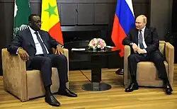 Putin met with the president of the African Union, Macky Sall, to discuss grain deliveries from Russia and Ukraine to Africa on 3 June 2022. The war in Ukraine contributed to the 2022–2023 food crises.[348]