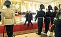 Russian President Vladimir Putin inspecting the guard of honour.