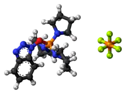 Ball-and-stick model of the component ions of PyBOP