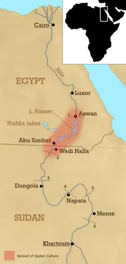 Image 7Location of the Qadan culture (from Prehistoric Egypt)