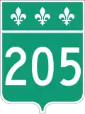 Route 205 marker
