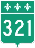 Route 321 marker