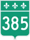 Route 385 marker