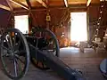 The interior of the quartermaster building showing materials used during Dragoon and Civil War reenactments staged at Fort Tejon.