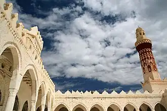 View of a minaret, as seen from the courtyard