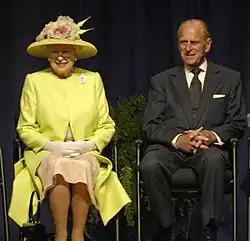 The Queen and the Duke of Edinburgh visiting the NASA Goddard Space Flight Center in Greenbelt, Maryland