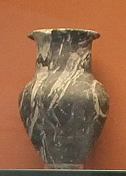 Marble jar, similar to Egyptian jars. May have come from the Eastern Mediterranean. British Museum, BM 121702.[23]