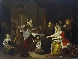 Feast of Saint Nicholas, painted in 1685. Now in the collection of the Rijksmuseum Amsterdam.