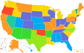 Map of states according to compliance with the REAL ID Act