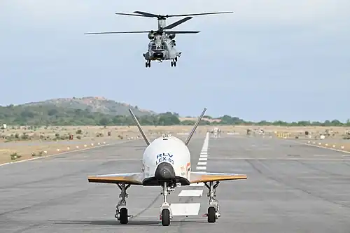 IAF Chinook drops ISRO RLV-TD spaceplane prototype.