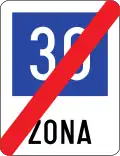 End of recommended speed limit zone