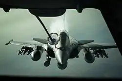 A fighter plane seen from above.