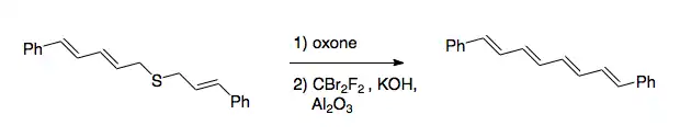 Scheme 2. Using the Ramberg–Bäcklund reaction to synthesize 1,8-diphenyl-1,3,5,7-octatetraene