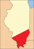 Randolph County as it was re-established in 1809. This diagonal border line had been drawn by the Indiana Territorial government in 1803.[5]