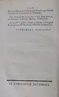 Final page of a 1791 copy of "Rapport sur le choix d'une unité de mesure" by Borda and the [[Marquis de Condorcet]]