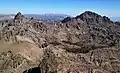 View north from Reynolds Peak, with Peak 9860 on left, Raymond Peak to right