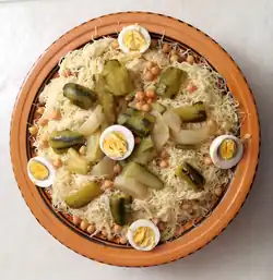 Rechta is a Maghrebi dish of fine noodles, consumed particularly in Algeria and Libya and to a lesser extent in Tunisia and Morocco.