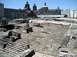 Aztec ruins of the Templo Mayor adjacent to the cathedral