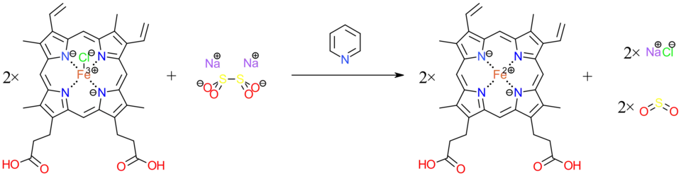 Reduction of Hemin with sodium dithionite