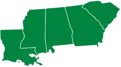 US States identified as subjugated national territory at the 1968 foundational conference[1]
