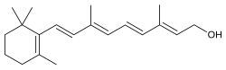 2D representation of the chemical structure of retinol.