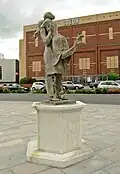Bronze sculpture called Return located in Victoria Circus, outside Southend Victoria station. Designed by Belgian sculptor Rene Julien. 2011.