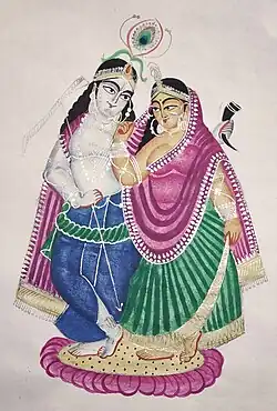 Revati and Balram, Kalighat Painting
