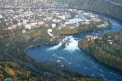 Aerial view of the Rhine Falls in 2008
