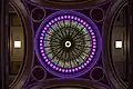 Inside ceiling of the stained-glass courthouse dome