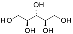 2D representation of the chemical structure of Ribitol .