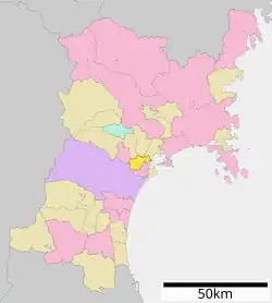 Location of Rifu in Miyagi Prefecture
