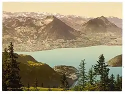 View from Scheidegg in the 1890s, looking towards the Oberland Alps.