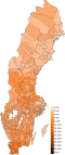 2010: The party's share of the vote by municipality (darker shades indicate a higher percentage of votes)
