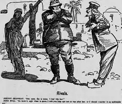 Cartoon showing France in the guise of Johnny Crappeau