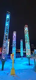 The Forest sculpture illuminated