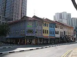 Eateries in pre-war shophouse buildings.