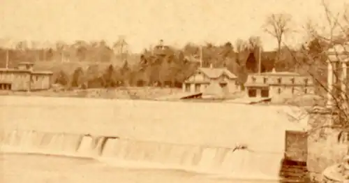 Boathouse Row (c. 1873-74), from left to right: #14; #9–10; and #7-8 after one-story structures were removed