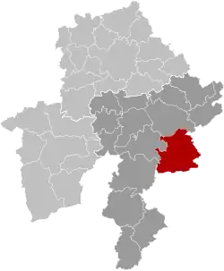 Location of Rochefort in Namur province