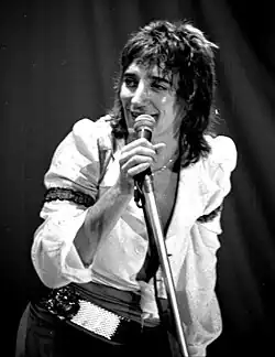 Image 1Singer Rod Stewart performing in 1976. He was one of the major British soft rock artists of the 1970s (from 1970s in music)