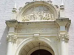 Knowles Chapel detail over entrance