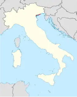 Map of the territory of the Patriarchate of Venice in Italy