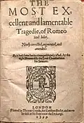 Title page of the Second Quarto of Romeo and Juliet published in 1599
