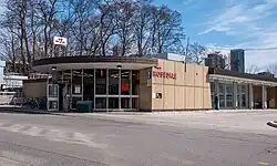 one-storey building with glass entrance way