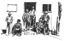 Ink drawing from a photograph taken the 1900s at Lake Rotomā
