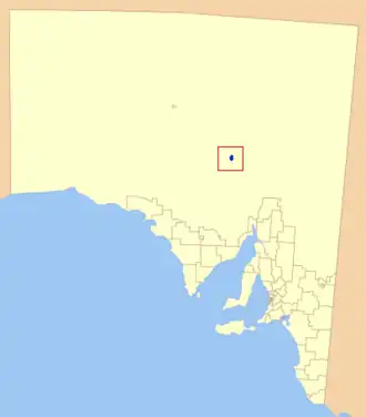 Location of the Municipal Council of Roxby Downs in blue