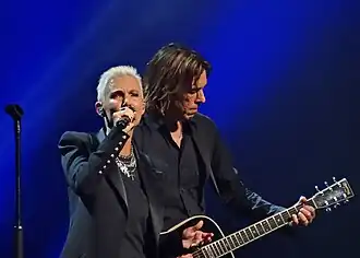 Marie Fredriksson and Per Gessle performing as Roxette in 2012